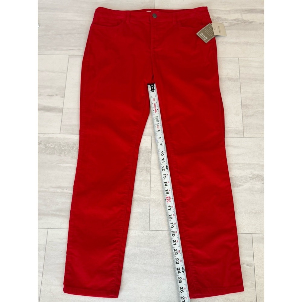 Madison Womens Corduroy Slim Pants Red High Rise Pockets Stretch 10 NWT - Picture 5 of 8